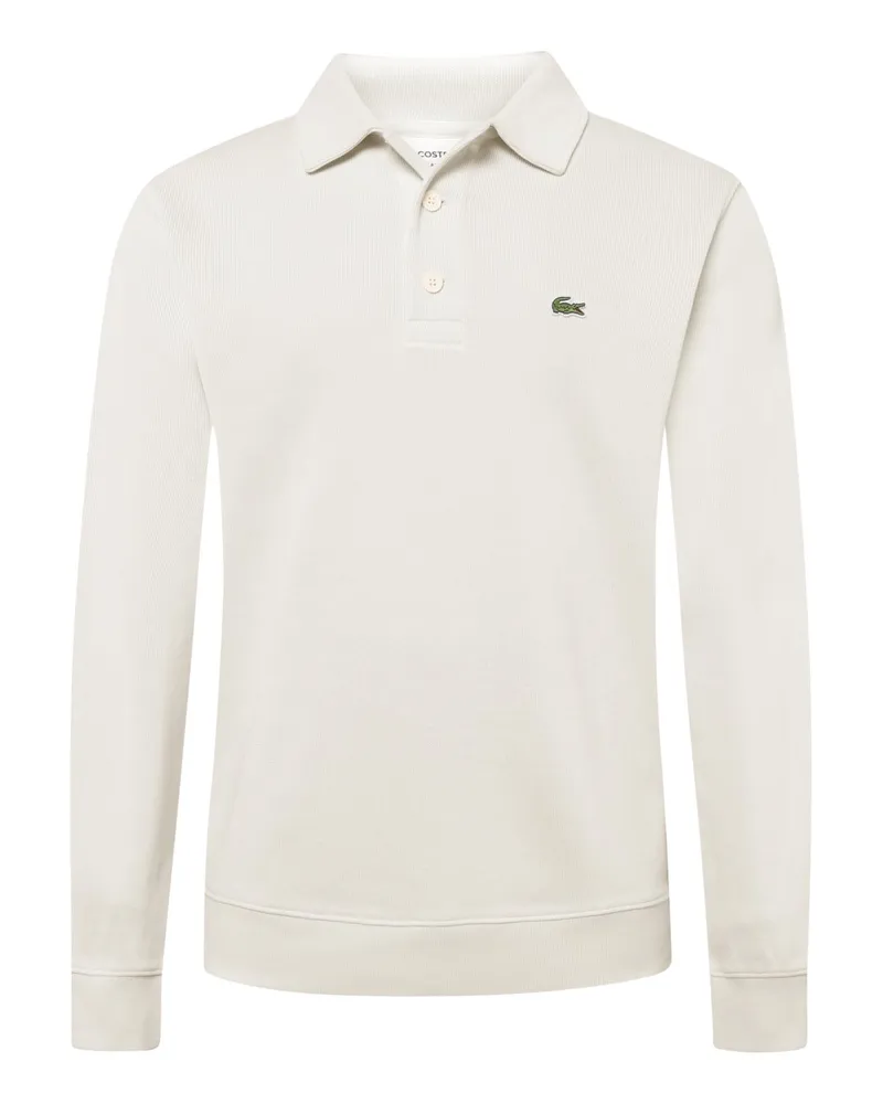 Lacoste Sweatshirt mit Polokragen und gesticktem Logo in Offwhite
