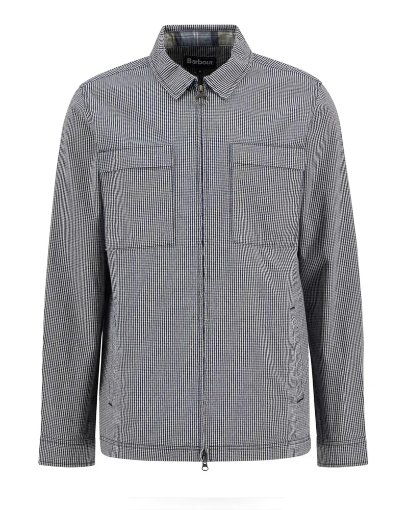 Barbour Overshirt Willowburn Gingham mit Kleinkaromuster und Zip in Marine