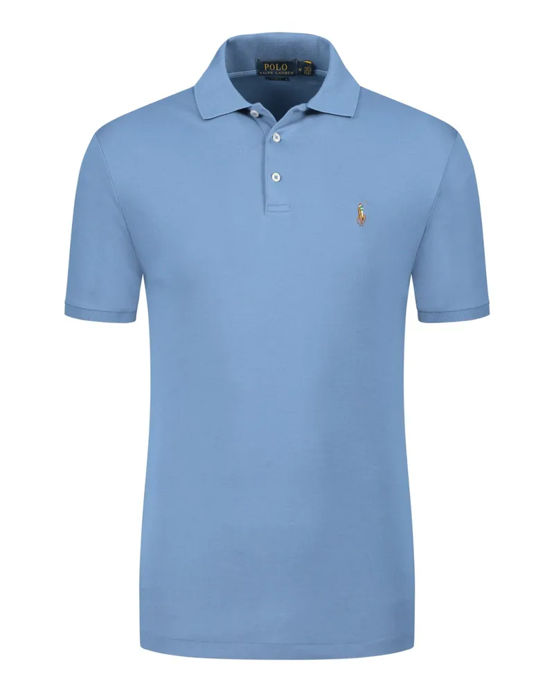 Ralph Lauren Softes Jersey-Poloshirt mit Pony-Stickerei, Custom Slim Fit in Blau
