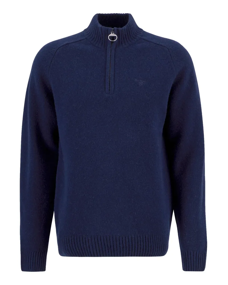 Barbour Strick-Troyer aus Wolle mit Label-Schriftzug in Marine
