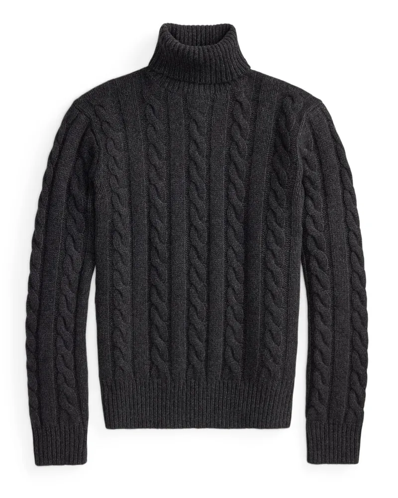 Ralph Lauren Grobstrick-Rollkragenpullover mit Zopfmuster und Kaschmir in Anthrazit