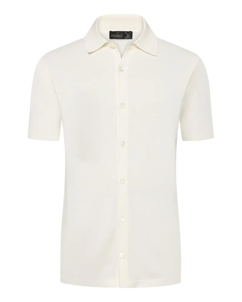 van Laack Leichtes Strick-Kurzarmhemd aus Air Cotton, Regular in Offwhite