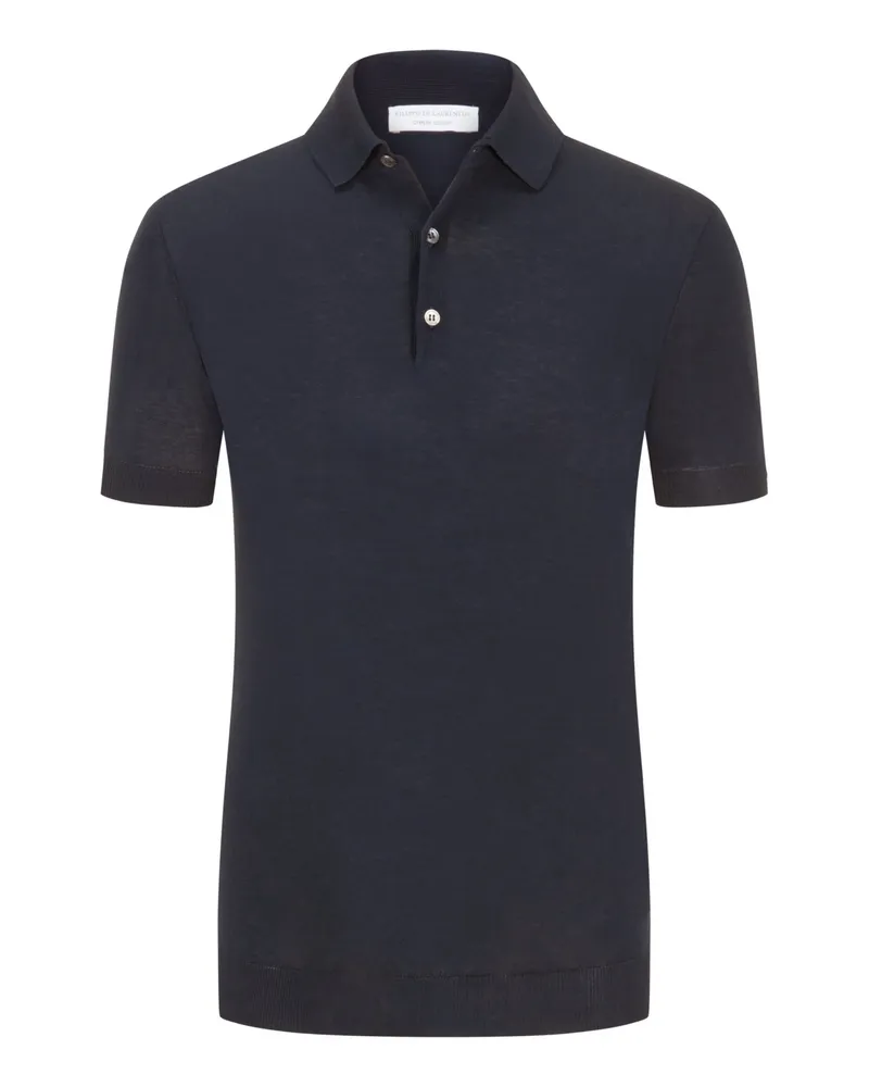 Filippo de Laurentiis Leichtes Strick-Poloshirt aus Crepe Cotton in Marine