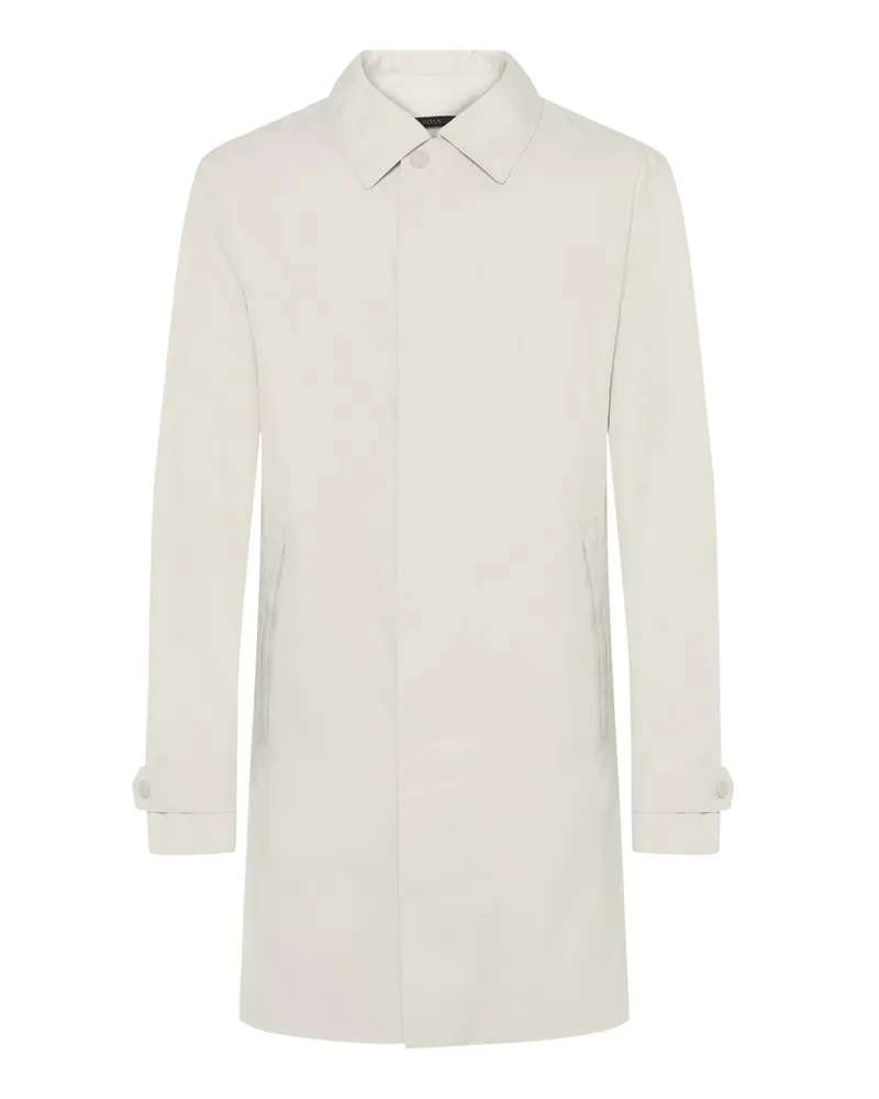 HUGO BOSS Leichter und wetterfester Kurzmantel mit Umlegekragen in Offwhite