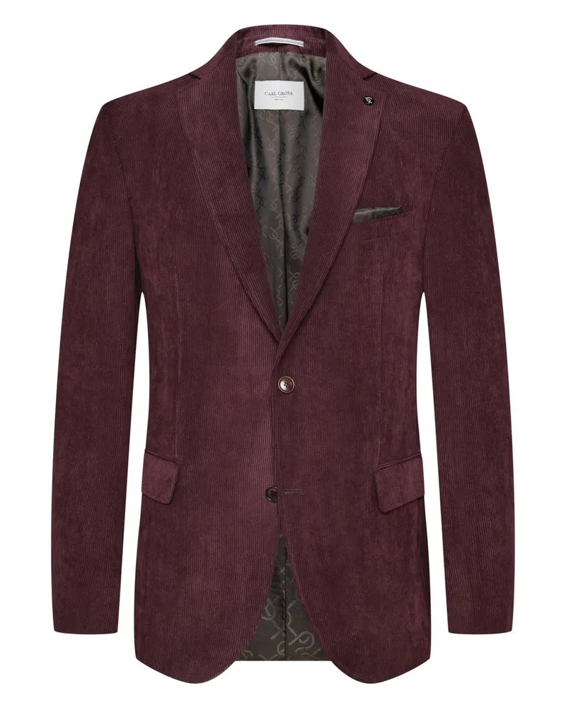 Carl Gross Einreihiges Cord-Sakko Theo mit fallendem Revers, Modern Fit in Bordeaux