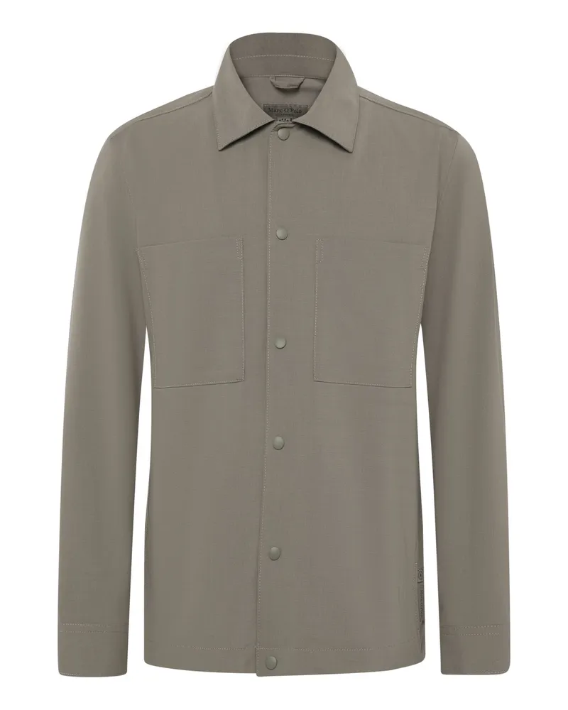 Marc O'Polo Overshirt aus einem Wollmischgewebe mit Druckknöpfen in Khaki