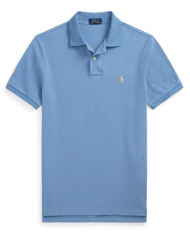 Ralph Lauren Piqué-Poloshirt, Custom Slim Fit in Hellblau