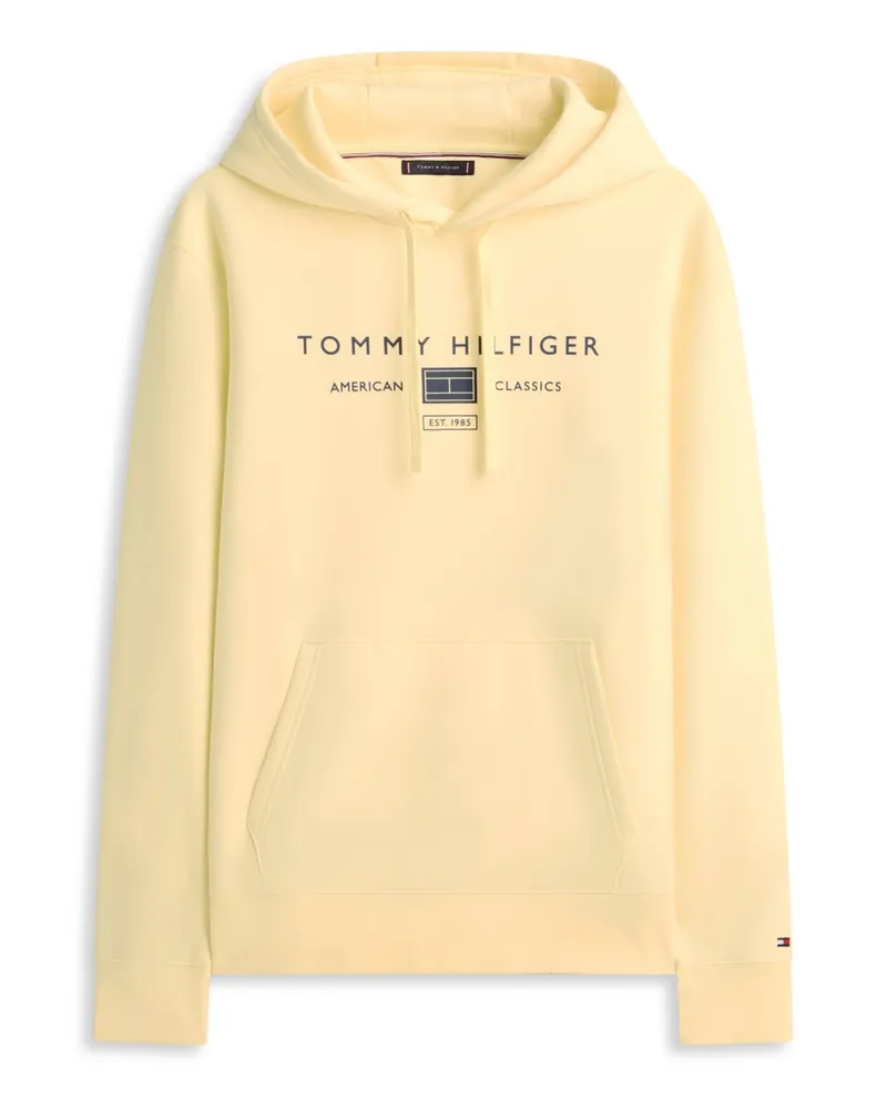 Tommy Hilfiger Hoodie aus Baumwolle mit Label-Frontprint in Gelb