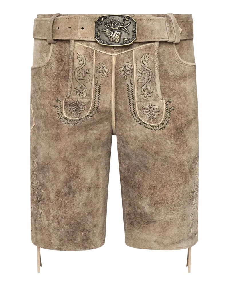 Spieth & Wensky Traditionelle Lederhose mit auffälligem Fleckenmuster in Beige