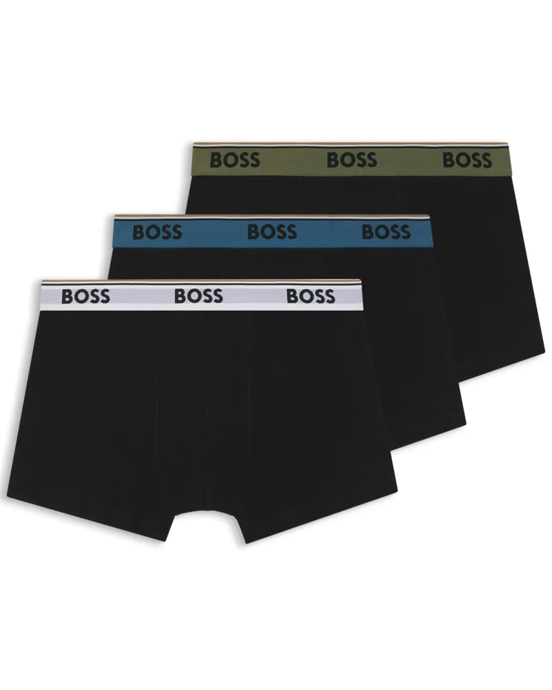 HUGO BOSS 3er-Pack Boxer-Trunks mit Print und Stretch in Oliv