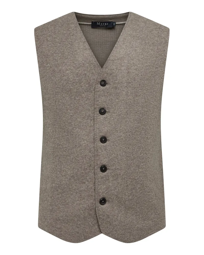 Maerz Strickweste mit Frontseite aus gekochter Wolle in Beige