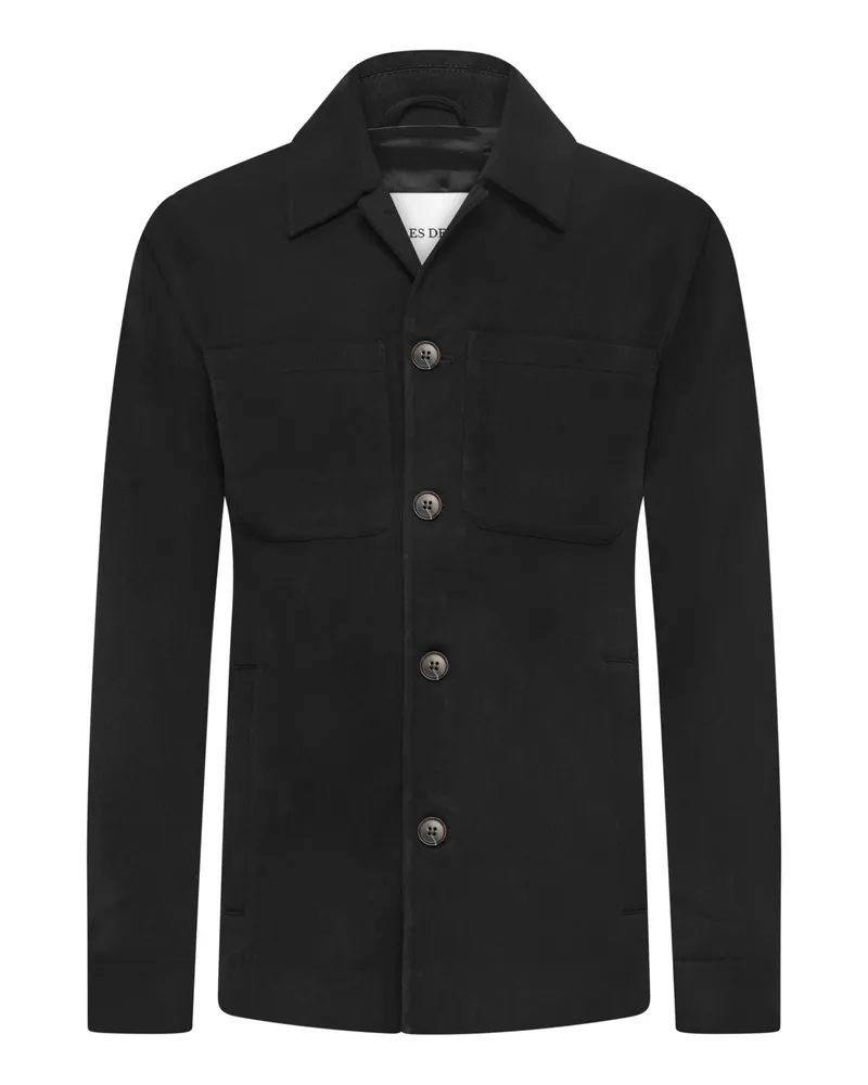 LES DEUX Overshirt aus einem leicht elastischen Materialmix in Schwarz