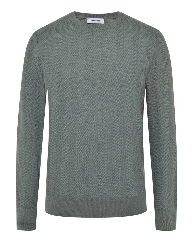 Gran Sasso Leichter Pullover aus Wolle mit Fischgrät-Muster in Mint