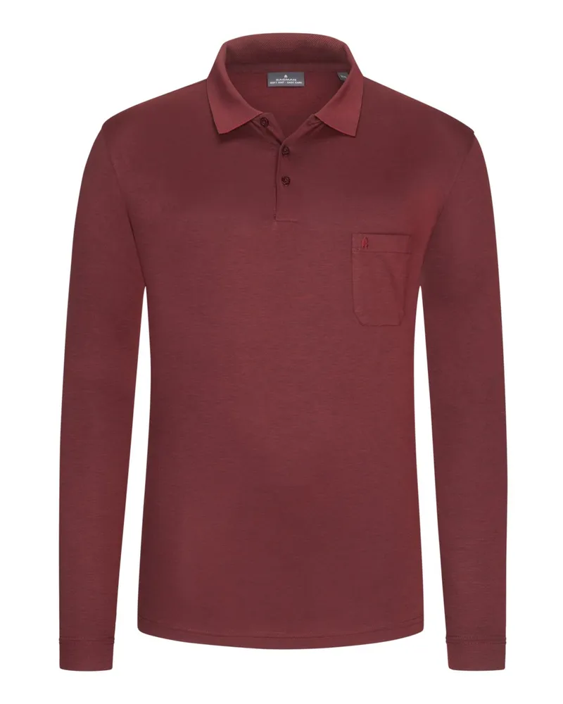 Ragman Langarm Poloshirt mit Brusttasche und Logo-Stickerei Bordeaux