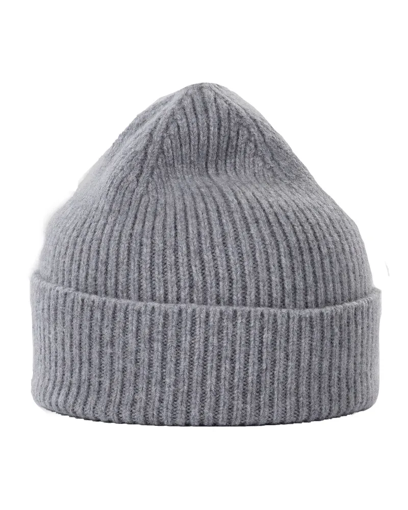 Le Bonnet Softe Strickmütze aus Lammwolle und Angora in Hellgrau