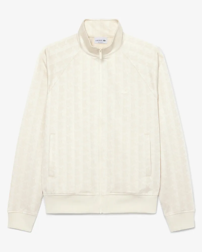 Lacoste Sweatjacke mit Print und Stretch, Regular Fit in Offwhite