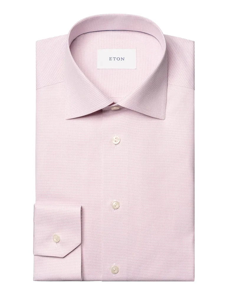 Eton Vollzwirn Baumwollhemd mit Pepita-Muster, Contemporary Fit in Rosenrot