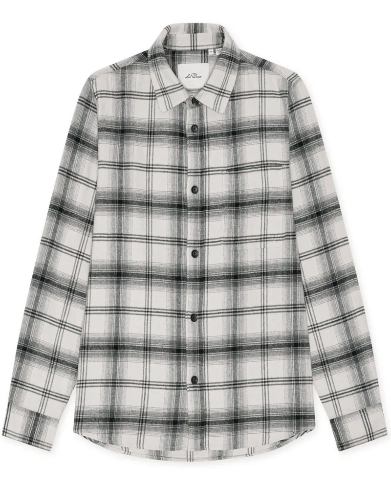 LES DEUX Softes Flanellhemd mit Karomuster, Regular in Beige