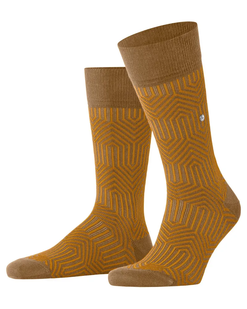 Burlington Socken aus einem Baumwoll-Mix mit grafischem Muster in Gelb