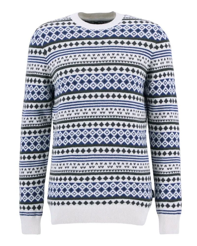 Barbour Pullover Easdale mit Fair Isle-Muster aus einem Wollgemisch in Offwhite