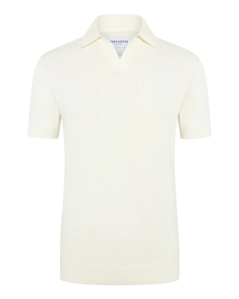 Tom Rusborg Leichtes Poloshirt aus Baumwolle mit Variokragen in Offwhite