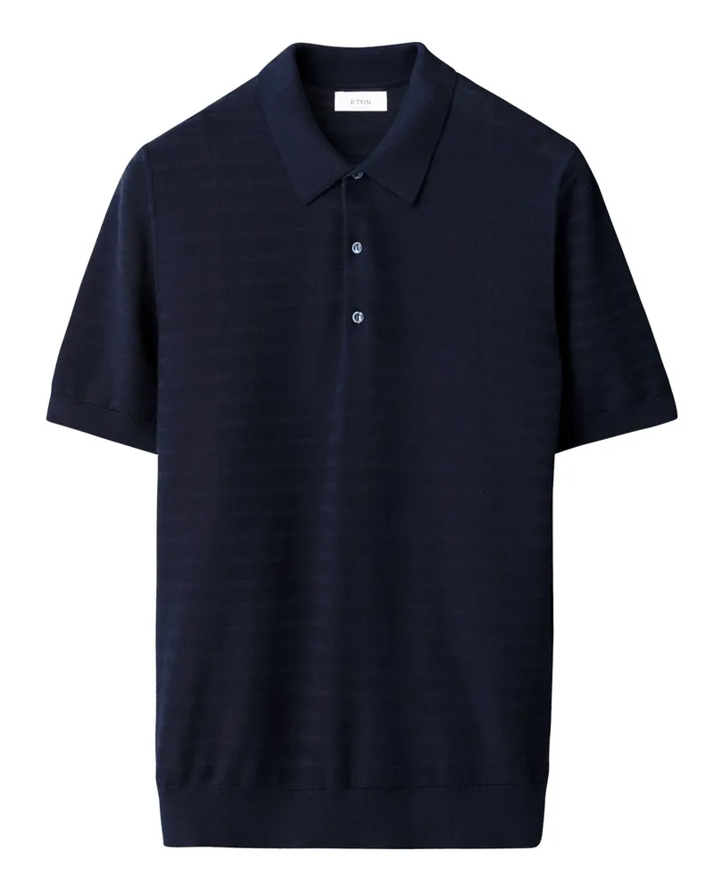 Eton Feintrick-Poloshirt mit horizontalen Streifen in Marine