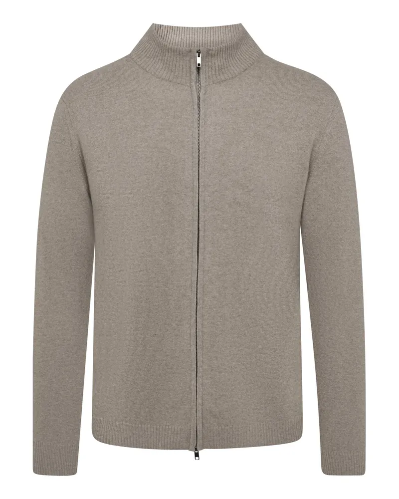 Daniele Fiesoli Softer Cardigan aus einem Merino-Kaschmir-Mix mit Zip in Braun