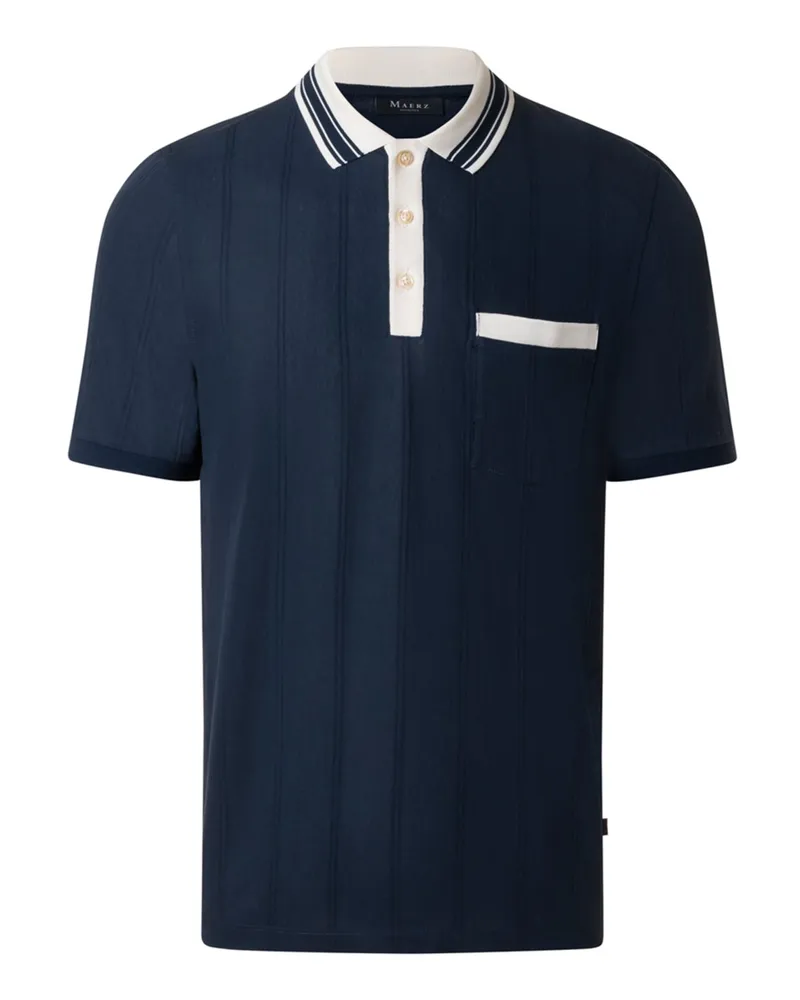 Maerz Leichtes Poloshirt in strukturiertem Retro-Look in Marine