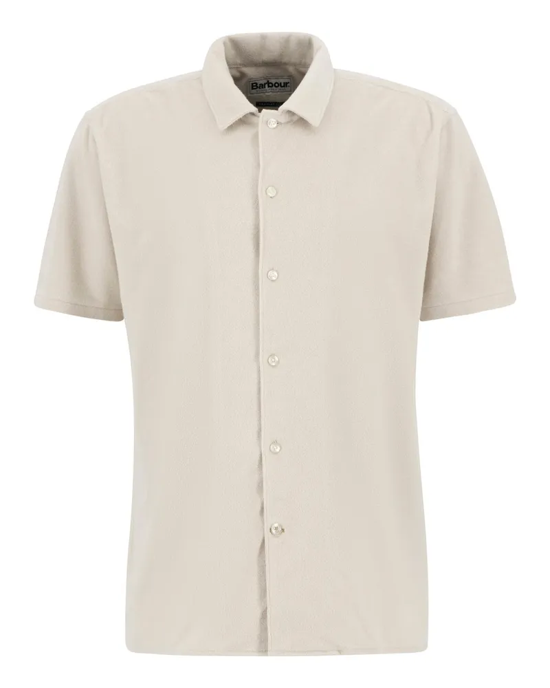 Barbour Softes Kurzarmhemd in Frottee-Qualität, Regular Fit in Offwhite