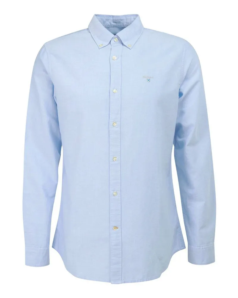 Barbour Oxfordhemd aus Baumwolle mit Label-Schriftzug, Tailored Fit in Hellblau