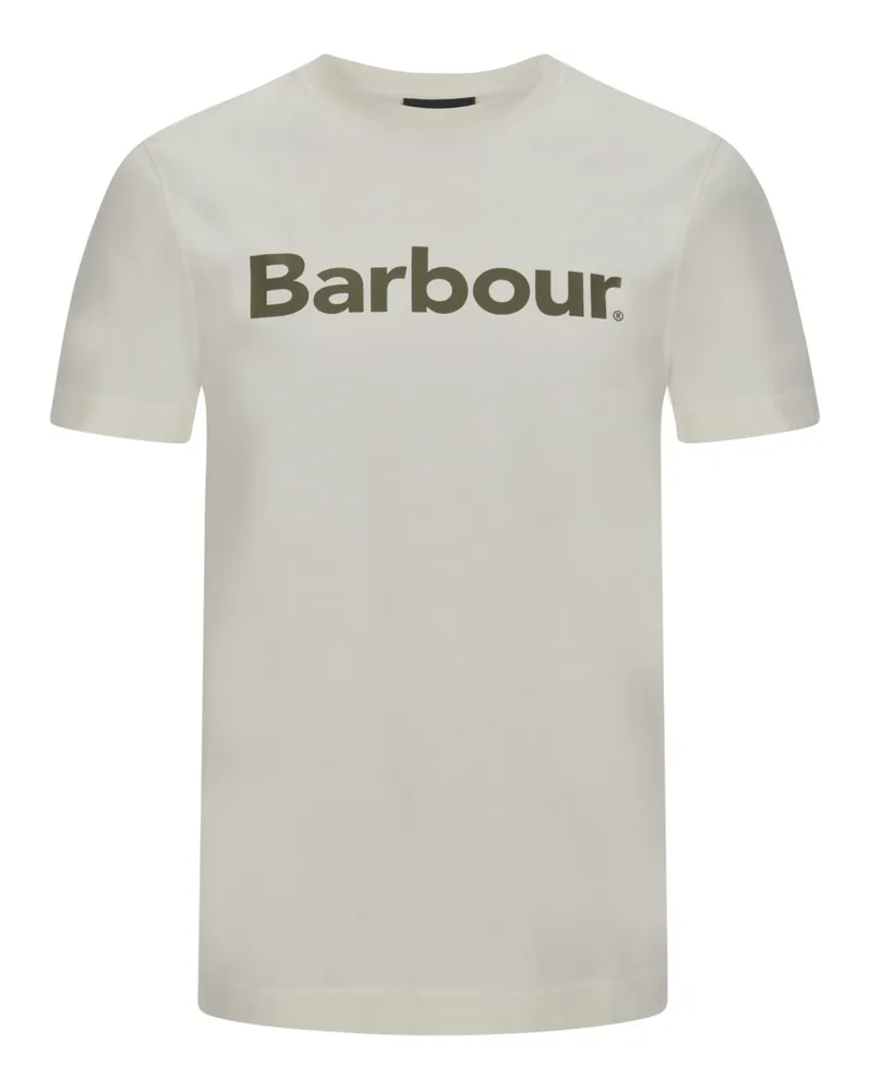 Barbour T-Shirt aus Baumwolle mit Label-Print, Relaxed Fit in Offwhite