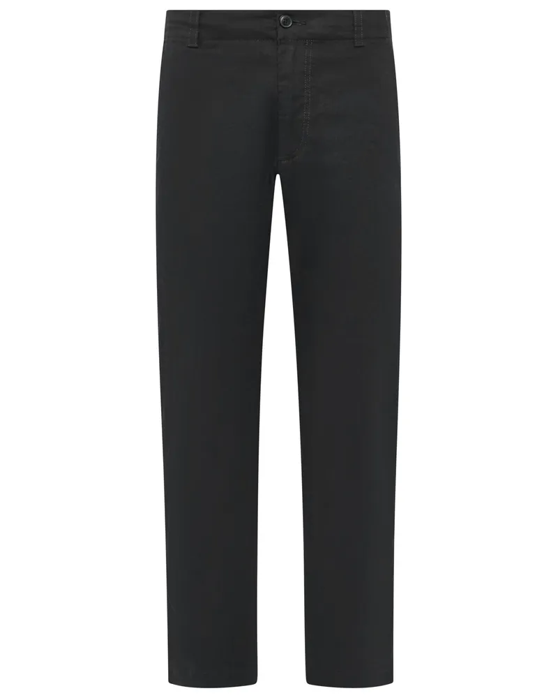 HUGO BOSS Hose aus einem Leinenmischgewebe mit Dehnbund, Regular Fit in Schwarz