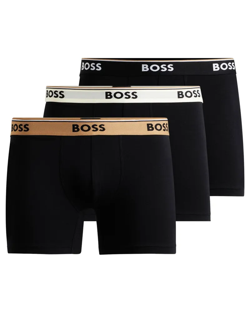 HUGO BOSS 3er-Pack Boxer Briefs mit Stretchanteil und Label-Bund in Schwarz