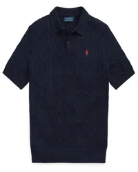 Ralph Lauren Zopfstrick-Poloshirt mit Poloreiter-Stickerei Marine