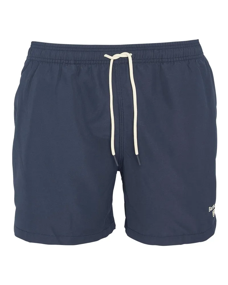 Barbour Unifarbene Badehose mit gesticktem Label-Schriftzug in Marine