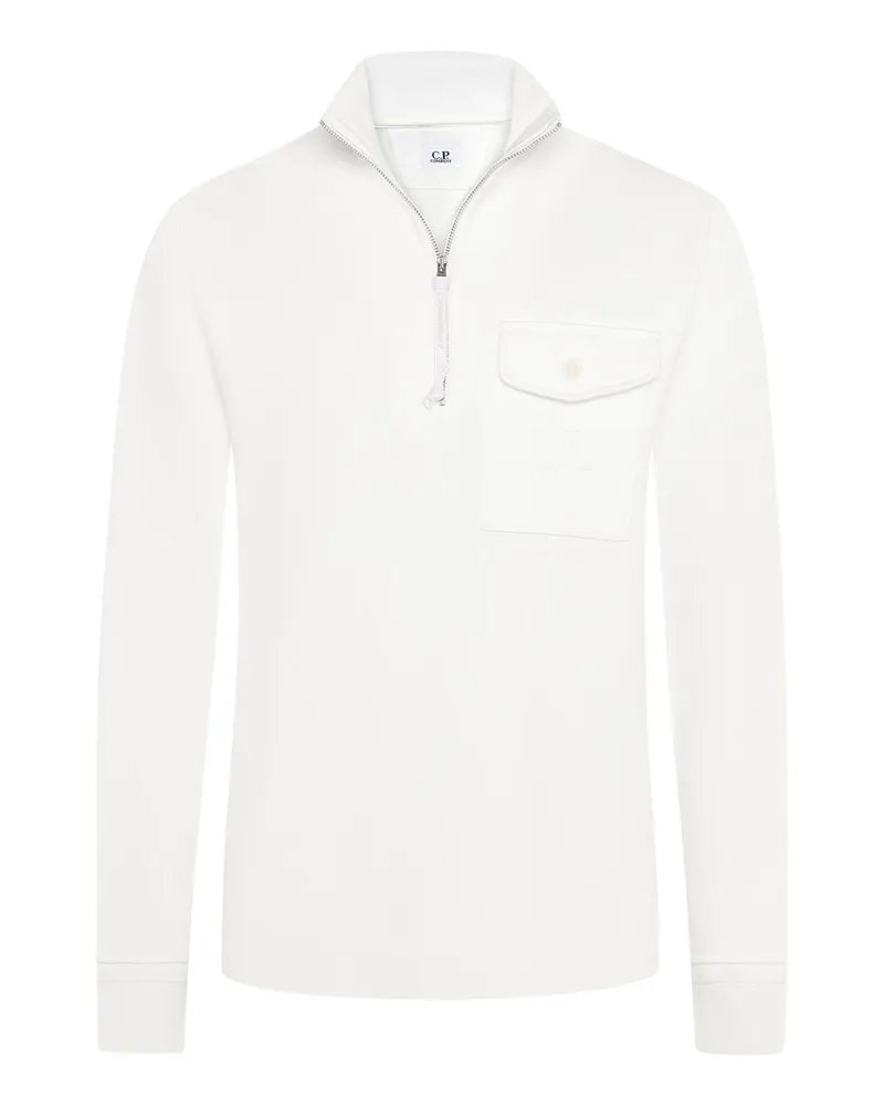 C.P. Company Sweat-Troyer mit Brusttasche und Logo-Patch in Weiß