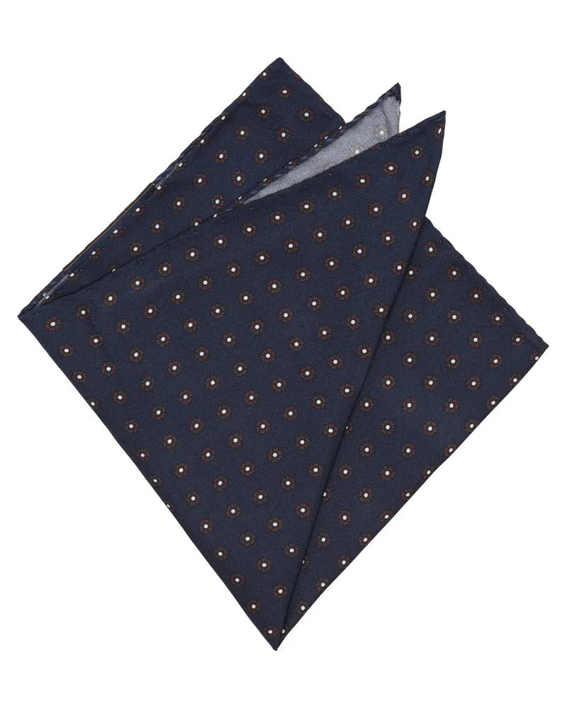 Gierre Milano Seiden-Einstecktuch mit floralem Print in Marine