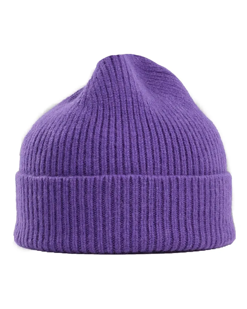 Le Bonnet Softe Strickmütze aus Lammwolle und Angora in Lila