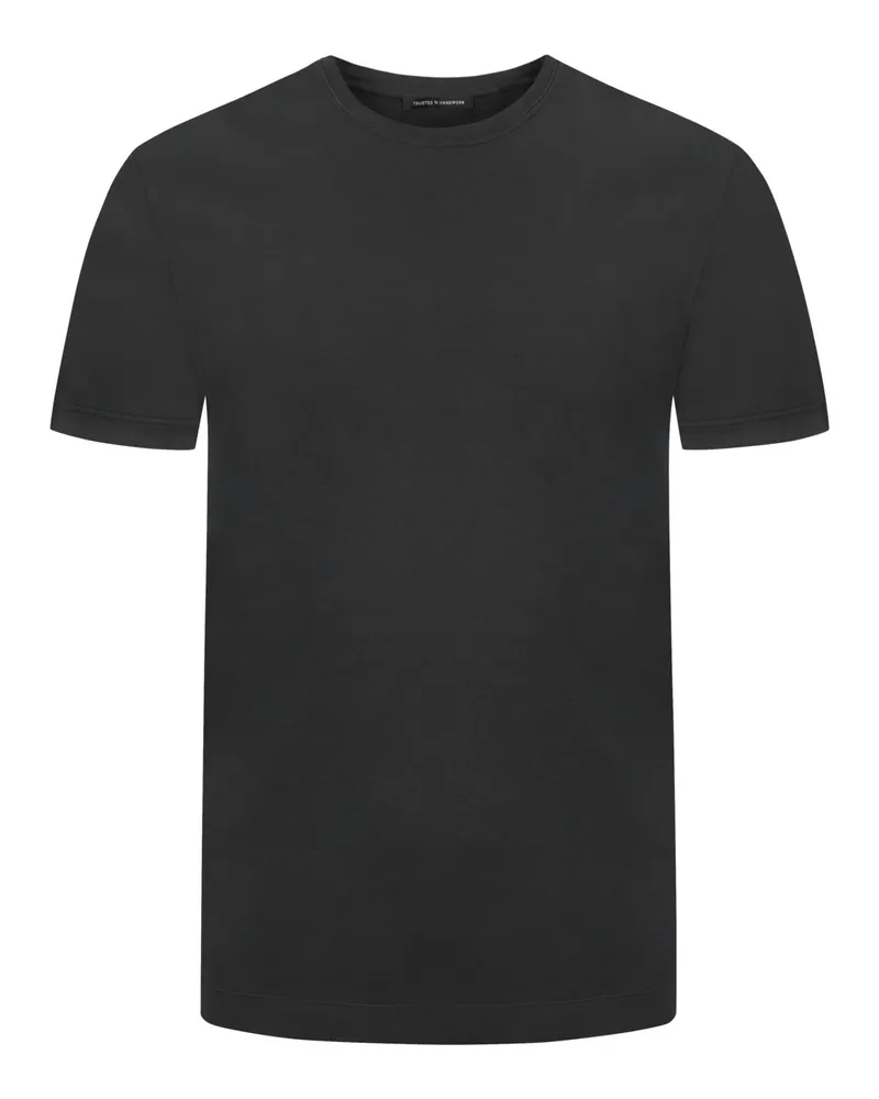 Trusted Handwork Glattes T-Shirt aus Pima-Baumwolle in Schwarz