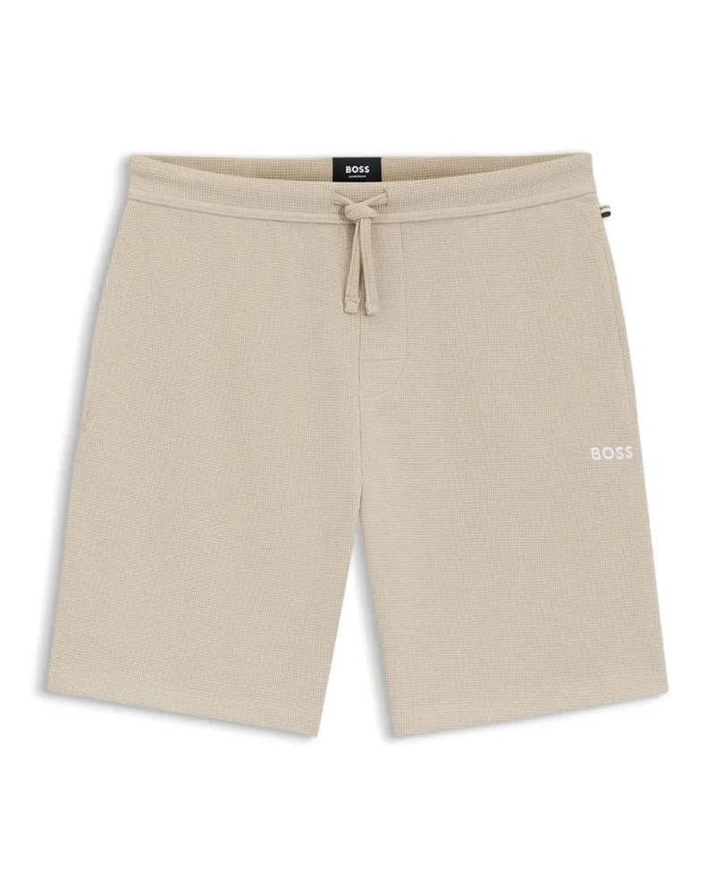 HUGO BOSS Homewear-Shorts aus einem Baumwoll-Mix mit Waffelstruktur in Beige