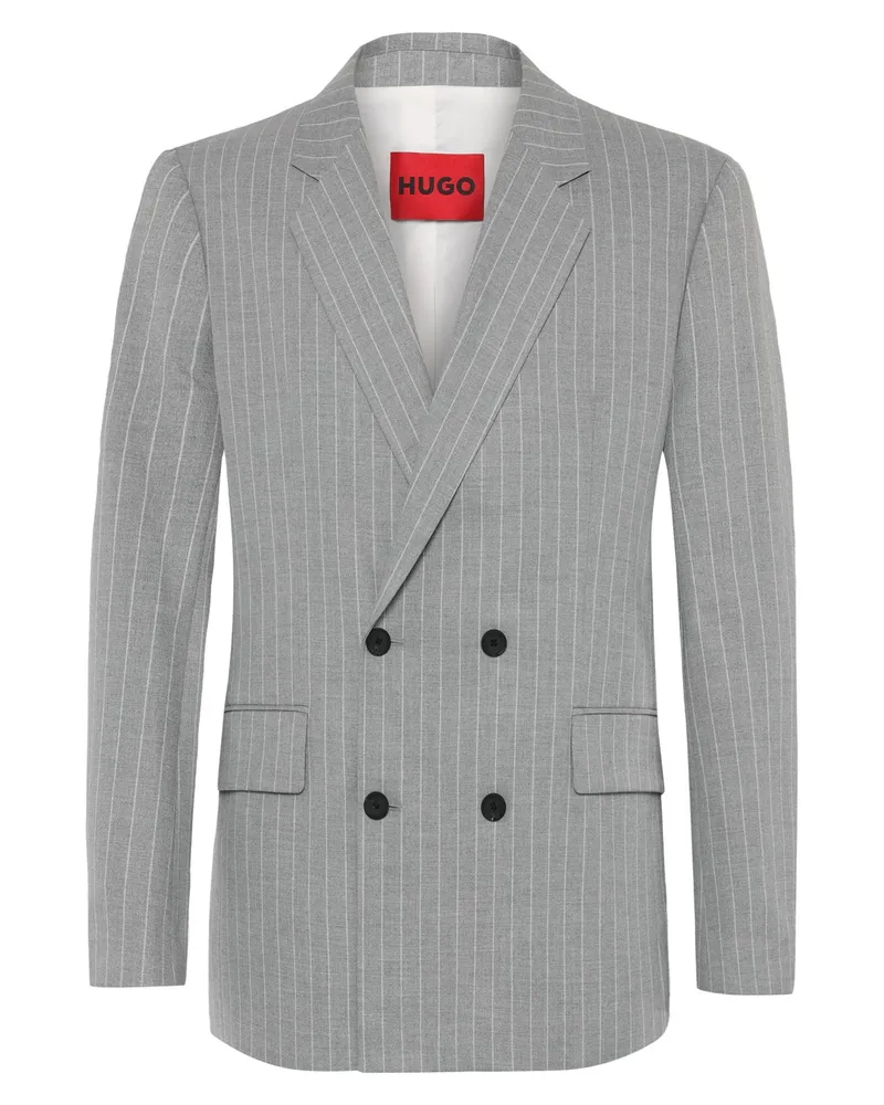 HUGO BOSS Zweireihiges Sakko mit Nadelstreifen, Regular Fit in Grau