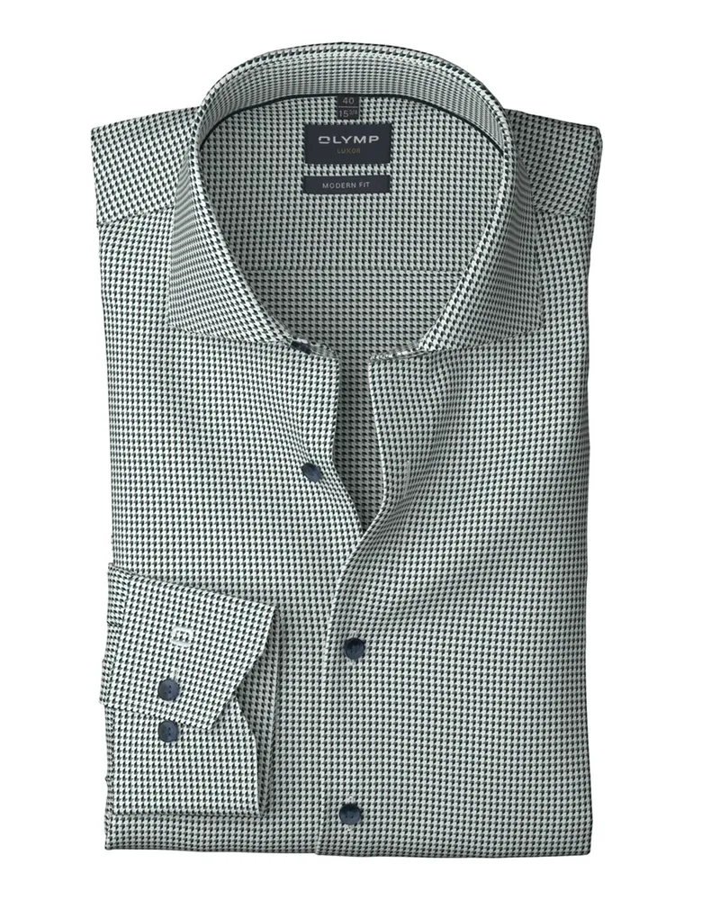 Olymp Luxor, Modern Fit, Hemd aus Baumwolle mit Muster in Grün