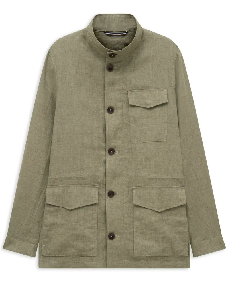 Bugatti Sommerliche Leinenjacke in Fieldjacket-Optik in Oliv
