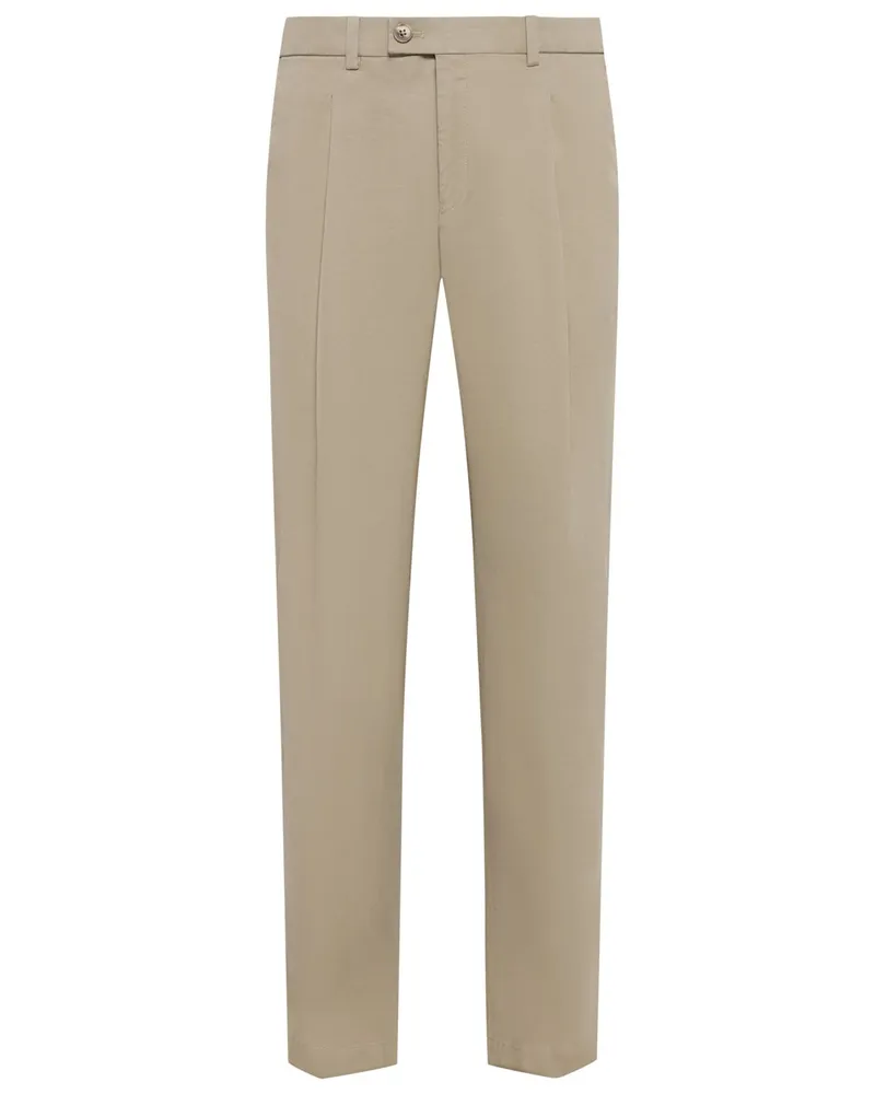 Hiltl Chino Primo mit Bundfalte und Stretchanteil, Regular Fit in Beige