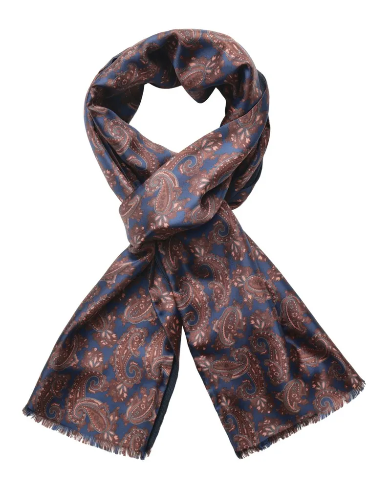 DANTE Schal aus einem Wolle-Seiden-Mix mit Paisley-Muster in Braun