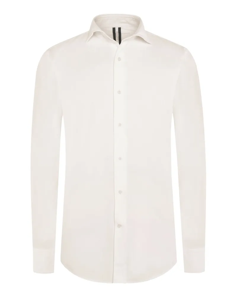 Profuomo Unifarbenes Hemd aus Baumwollcord mit Haifischkragen in Offwhite