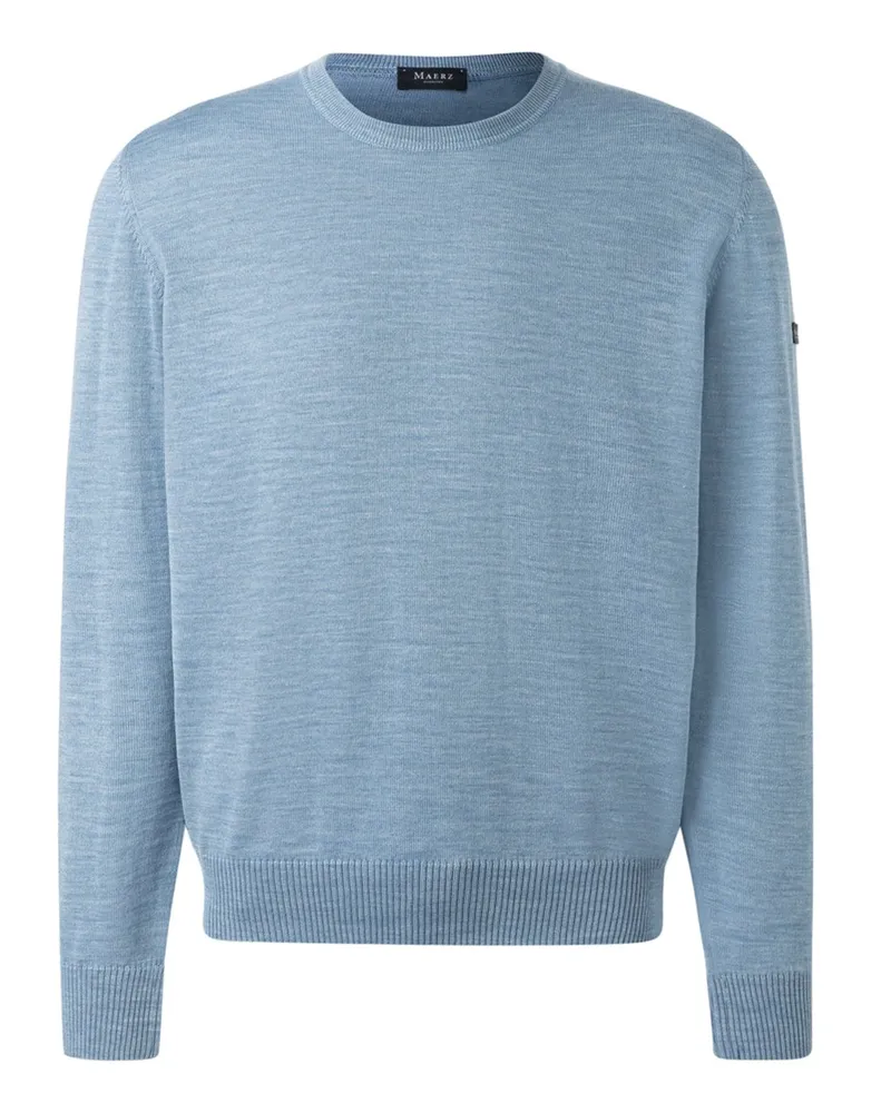 Maerz Leichter Rundhalspullover aus feiner Merinowolle in Superwash-Qualität in Hellblau