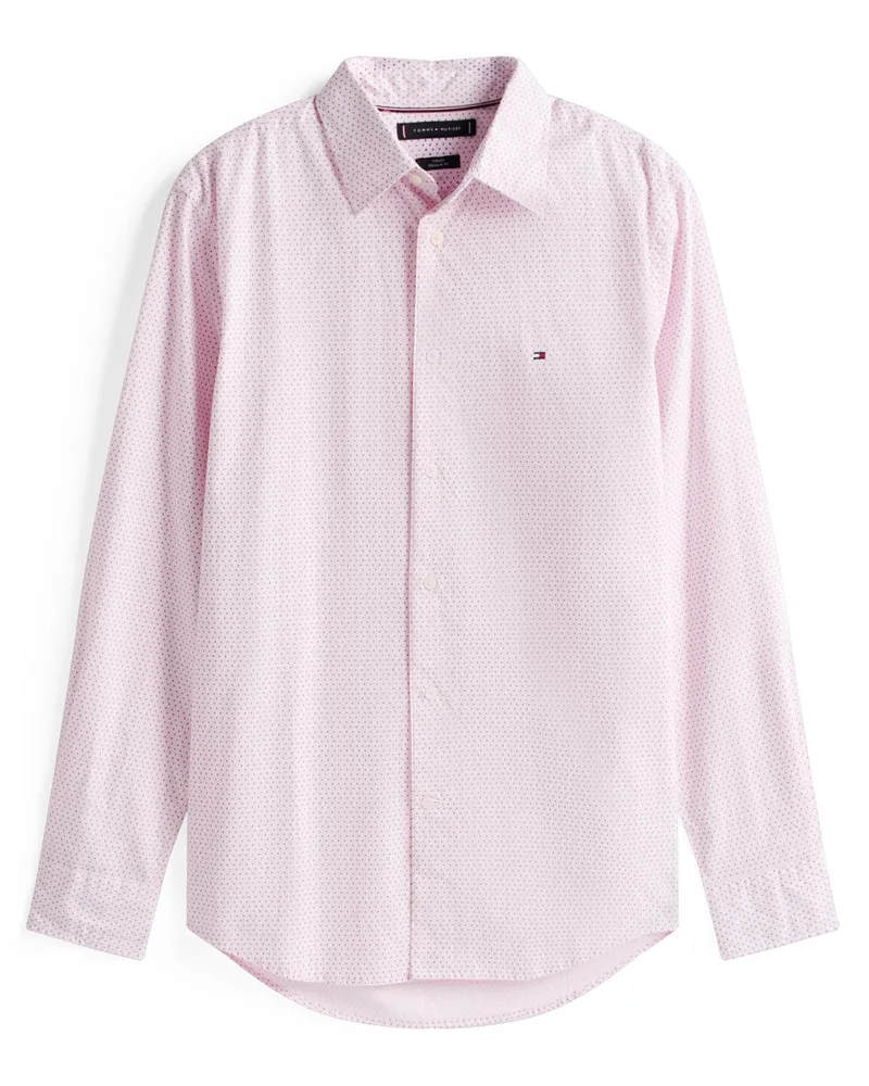 Tommy Hilfiger Hemd aus Baumwolle mit feinem Muster, Regular Fit in Rosenrot