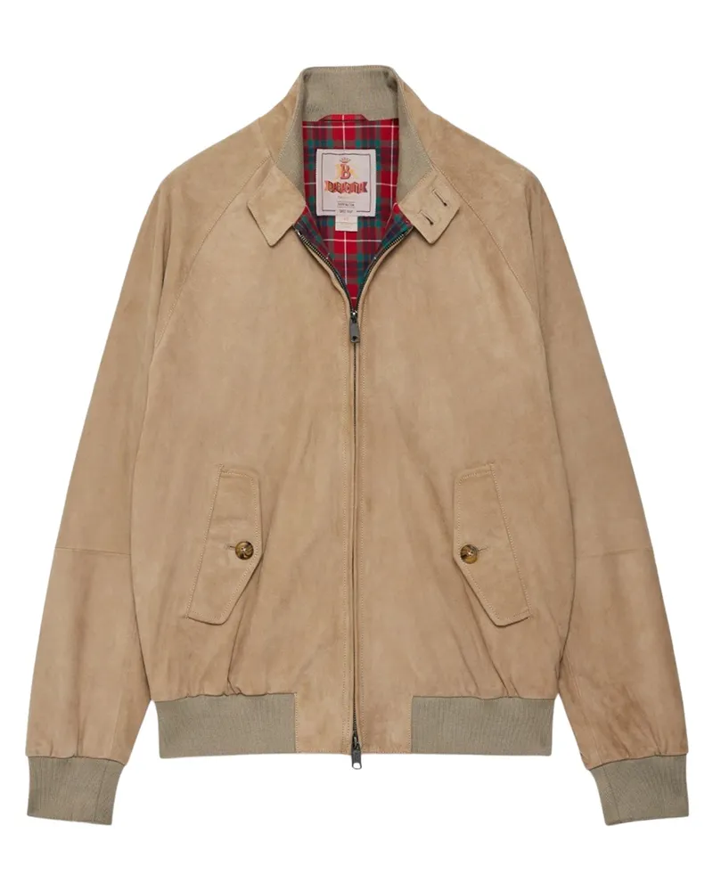 Baracuta Harrington-Blouson aus Veloursleder in Beige