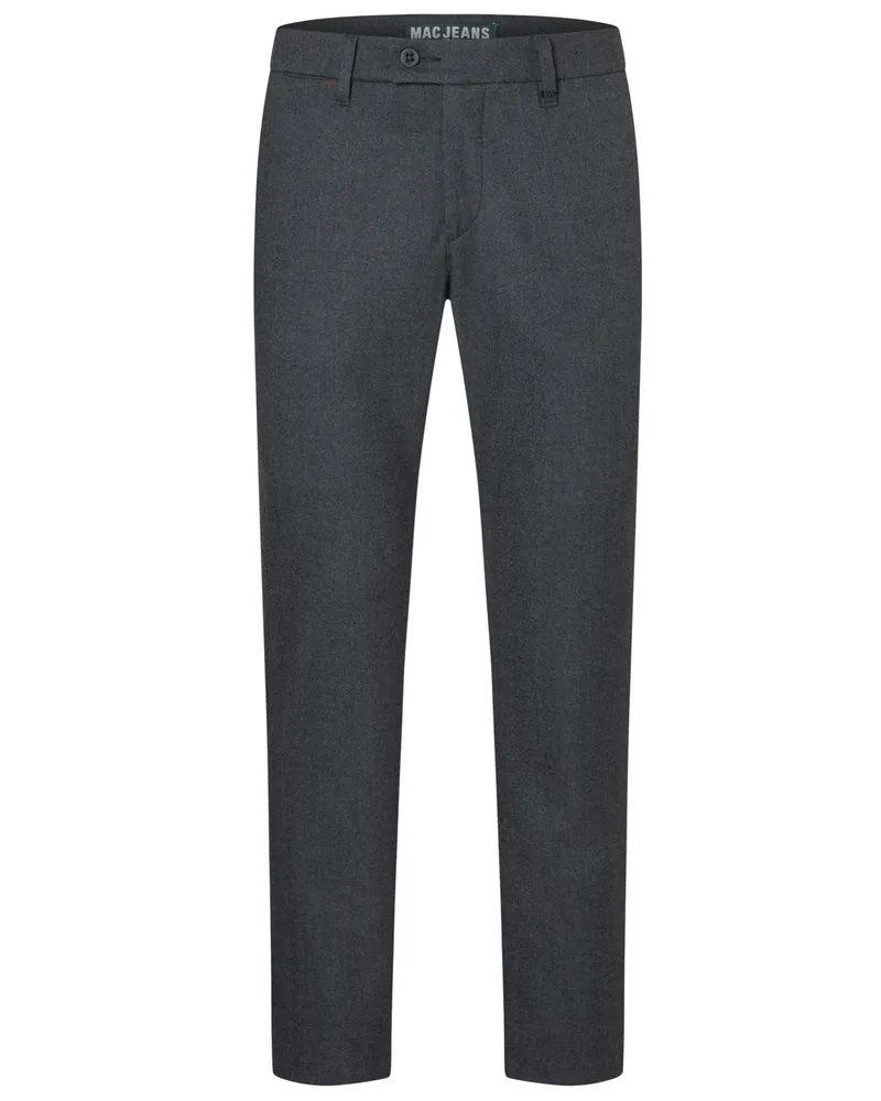 MAC Jeans Flanellhose Lennox im Wool-Look mit Fischgrät-Muster, Regular Fit in Anthrazit